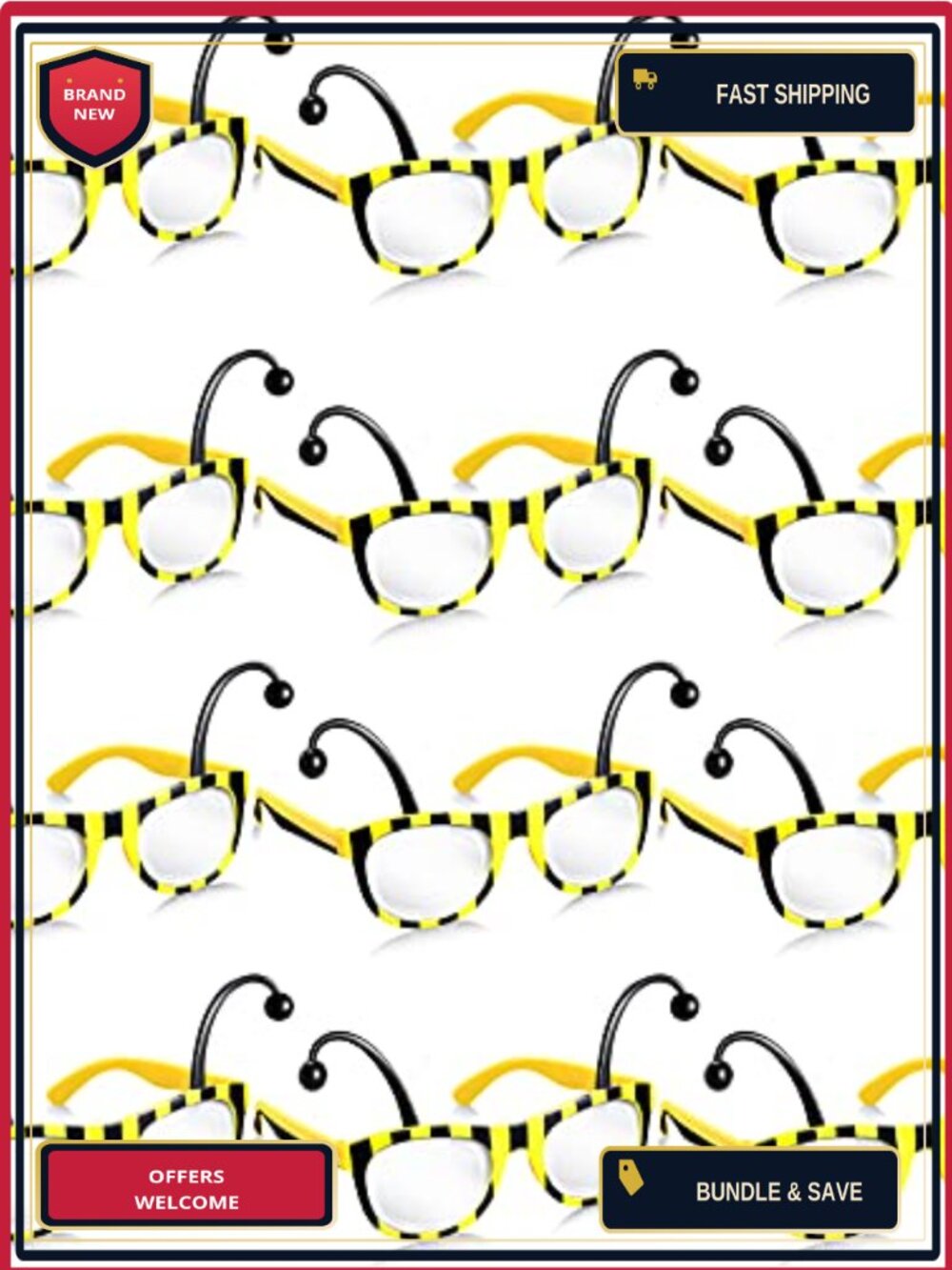 12 Pc Bee Party Glasses Costume Eyewear Halloween Plastic Novelty Sunglasses